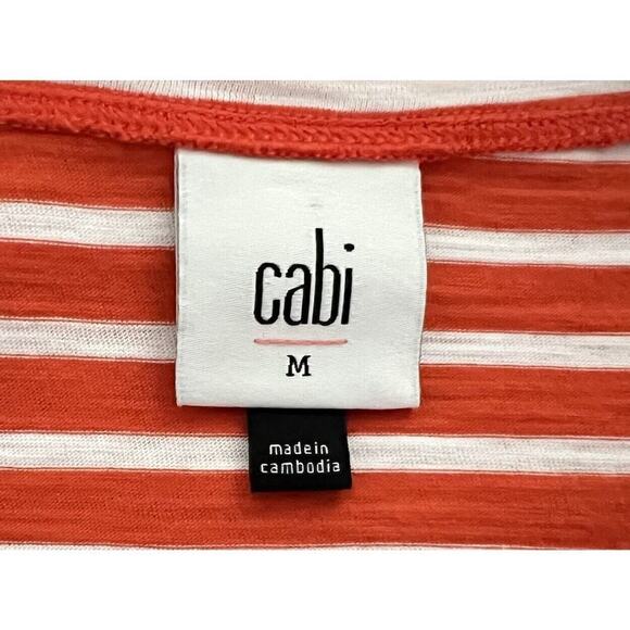 Cabi Slouchy Oversized Orange White Stripe Short Sleeve Boxy Top Women’s Size M - Picture 9 of 10